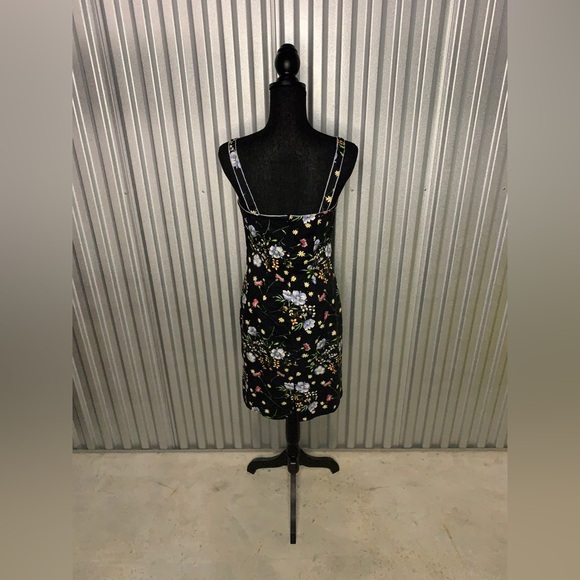 Women’s Tyler Boe Cotton Spandex Black Blue Floral Midi Dress Size 4 - Picture 2 of 4